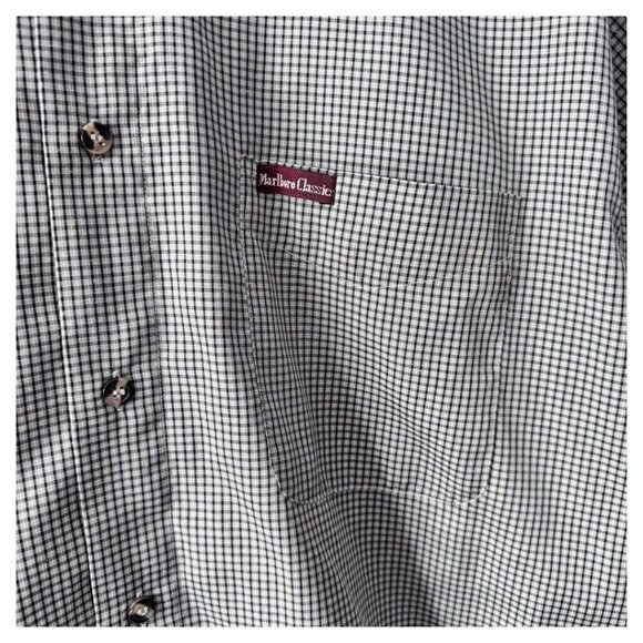 Vintage Marlboro Classics Famous Western Shirt white black plaid Mens XXL - Picture 2 of 3